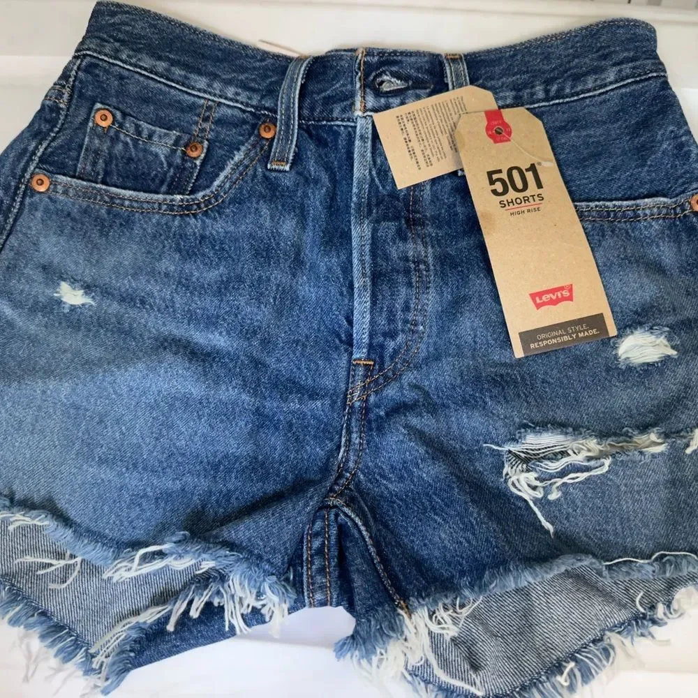 Levi’s 501 Shorts Orginal Style High Rise Women Shorts size 25 NWT - Picture 3 of 4